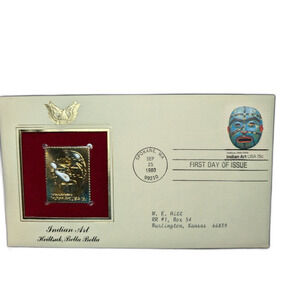 Indian Art– Hellsbell, Bella Bella Commemorative Cover– Gold Stamp Replica –1980